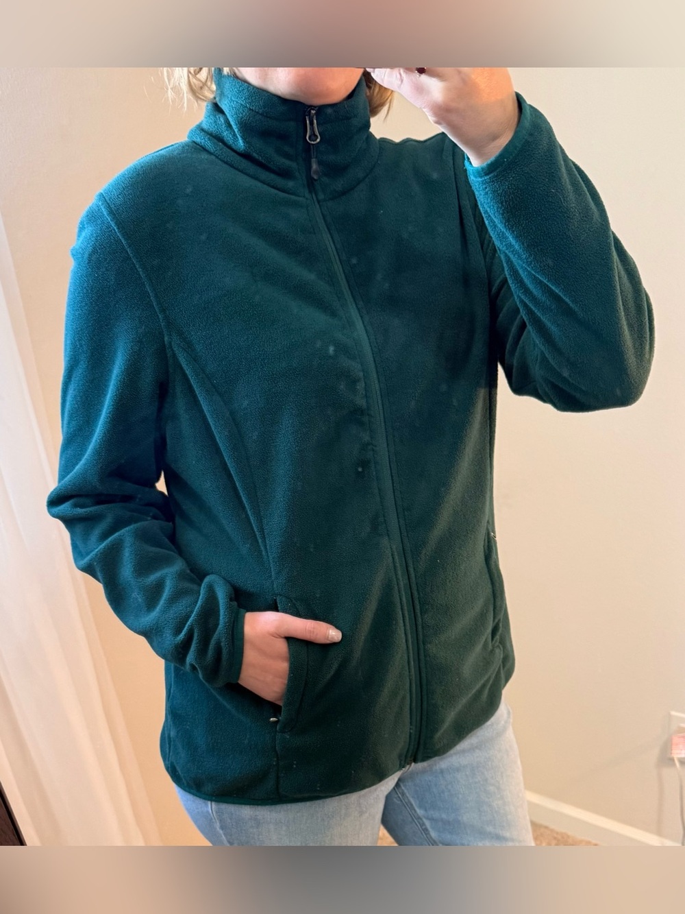 Amazon Essentials Women's Teal Full-Zip Performance Fleece Jacket